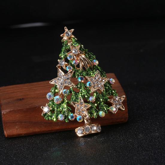 Рождественская брошь со стразами, портативные антикоррозийные ювелирные изделия, устойчивые к коррозии, высококачественная блестящая форма рождественской елки