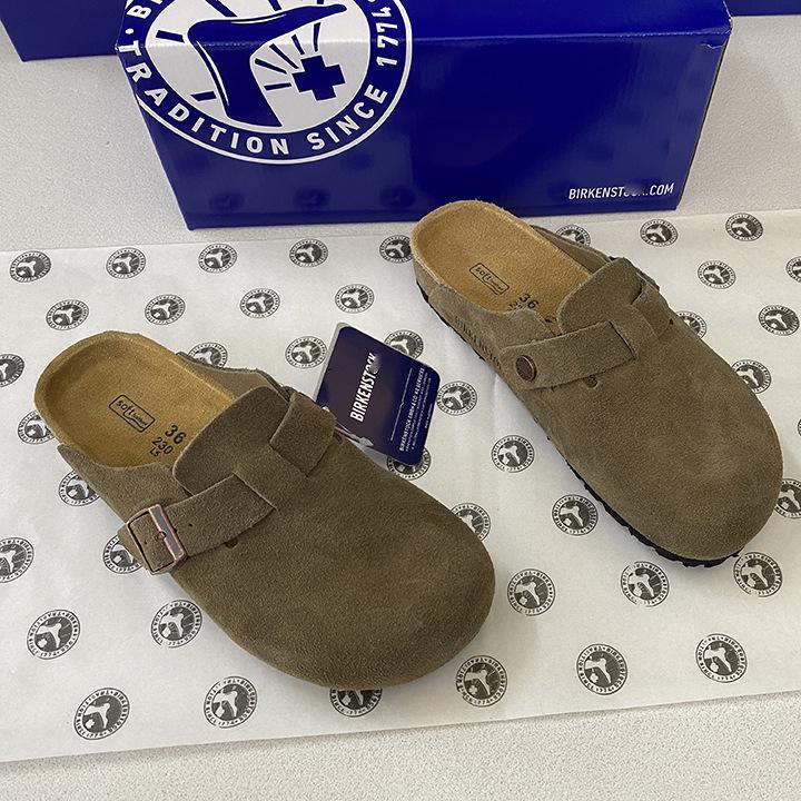 Унисекс BK Натуральная кожа Birkenstock Закрытый носок Ретро Мюли на пробковой подошве – Удобные и Универсальные.