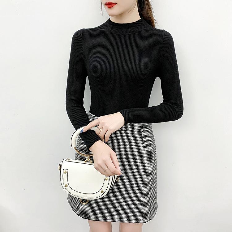 Latest Fall and Winter Half Turtleneck Sweater for Women, Sweet Long-sleeved Sweater for Inner Wear and Outer Wear