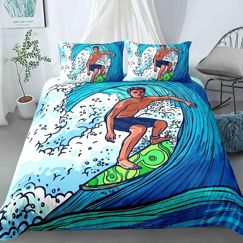Комплект постельного белья Ocean Wave, комплект постельного белья для двоих, пляж с пенистыми волнами, полиэстер, морской берег, праздничная тема, королева, размер King Size, пододеяльник