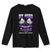 Womens My Hero Is Now Angel Pancreatic Cancer Awareness Ribbon T Shirt Black 2X Large vintage Washed fashion Stretched