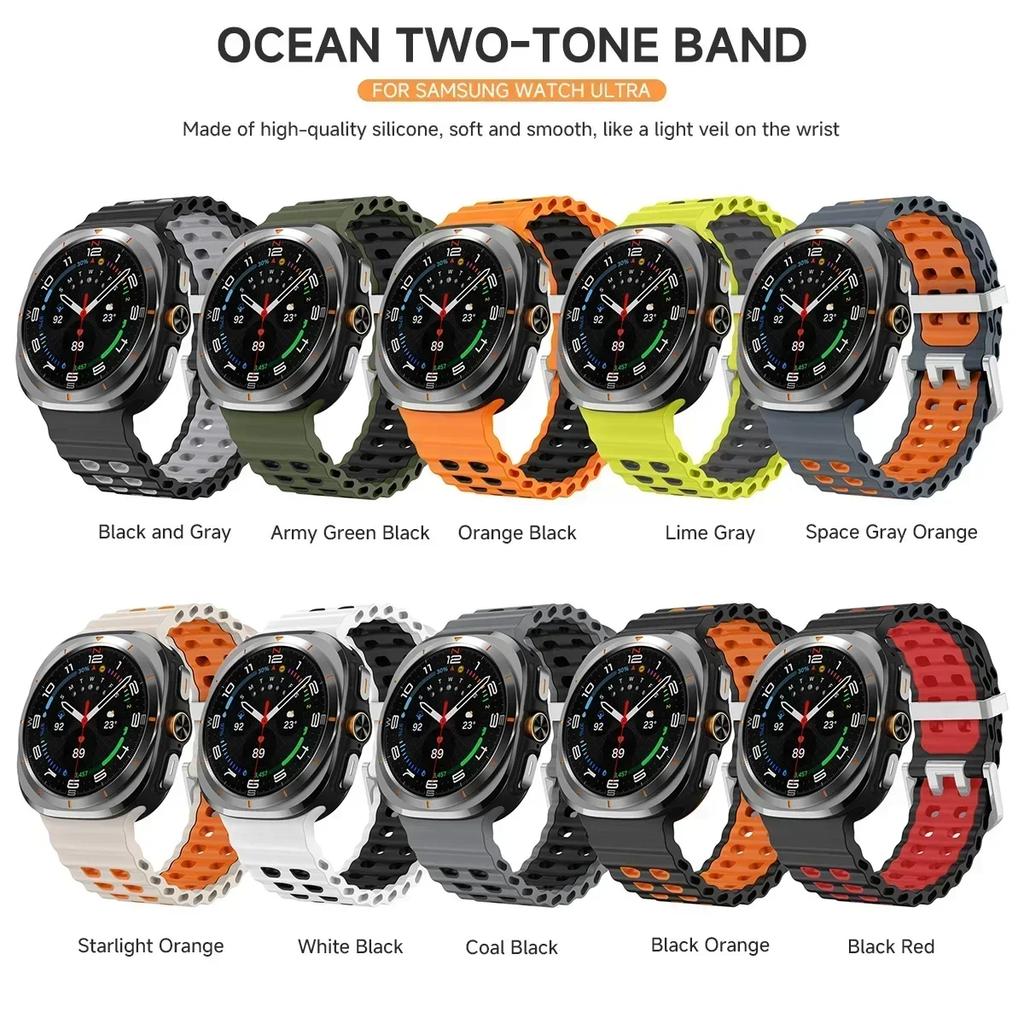 НОВЫЙ Морской Силиконовый Ремешок Для Samsung watch 7 ultra 47мм Браслет Без Зазоров Спортивный Двухцветный Ремешок для Galaxy ultra ремешки