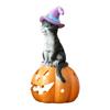 Pumpkin Cat Statue Halloween Pumpkin Cat Decor Cute Halloween Cat Pumpkin Figurine Resin Sculpture for Shelf Tabletop