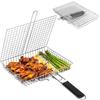 Grill Basket Folding Portable Stainless Steel Bbq Grill Basket With Handle For Fish Vegetables Shrimp Cooking Accessories