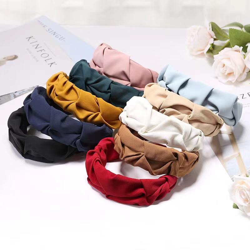 Hair Band Solid Color Folds Pattern Hair Hoop Hair Accessories for Women Pleated Wide Side Solid Color Simple Headband