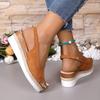 Круглый носок Большие размеры Низкие сандалии Женские замшевые сабо с каблуком Туфли женские 2025 Летние танкетки Удобные сандалии для женщин