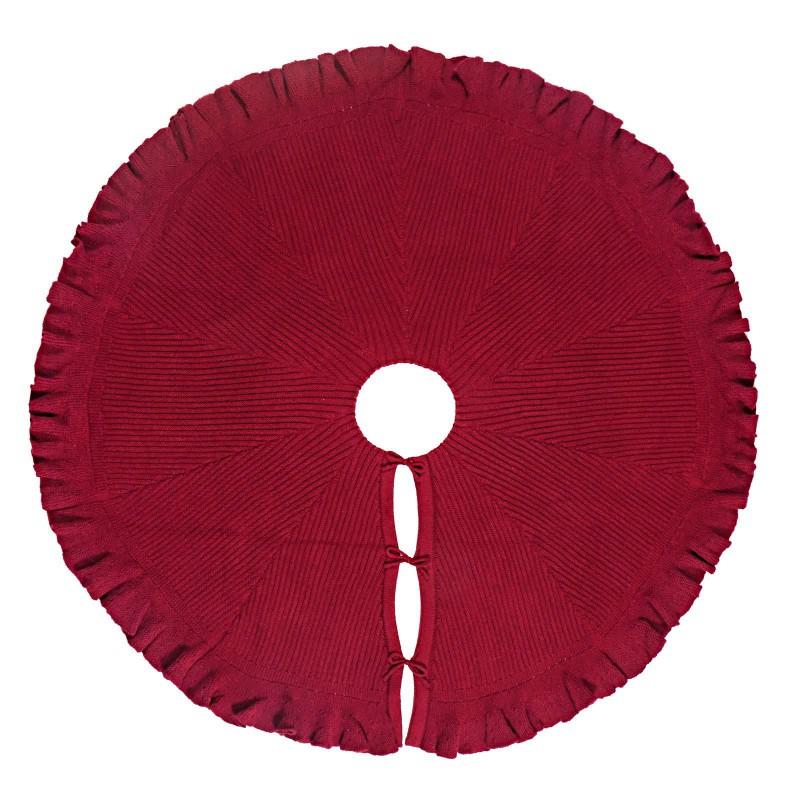 Red Knit Christmas Tree Skirt 48 Inch 122cm Holiday Home Decor