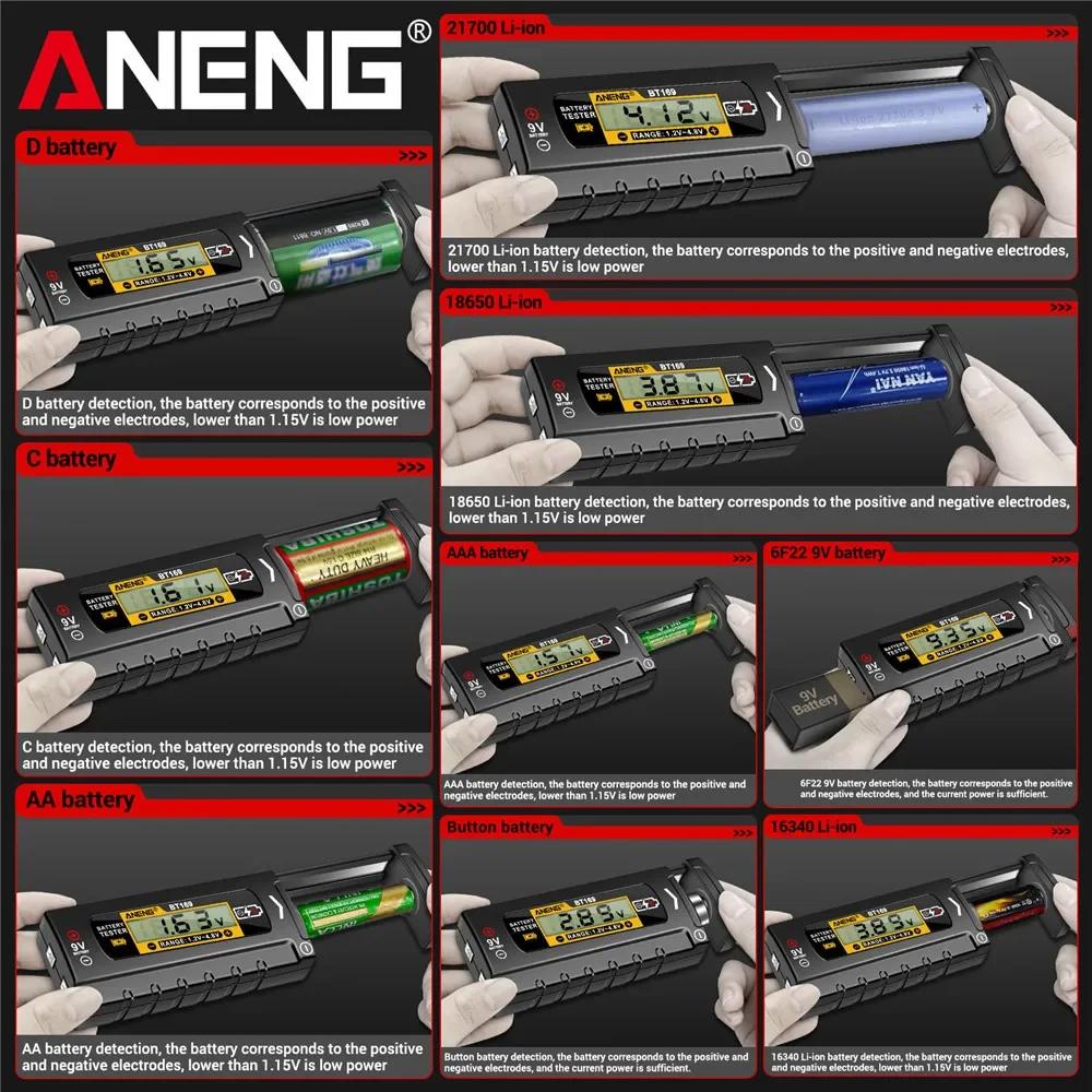 Aneng BT169 Цифровой тестер мощности батарей Многофункциональный детектор батарей Инструмент для быстрого тестирования для AA AAA C D 9V 1.5V Кнопочных элементов Тест остаточной мощности батареи