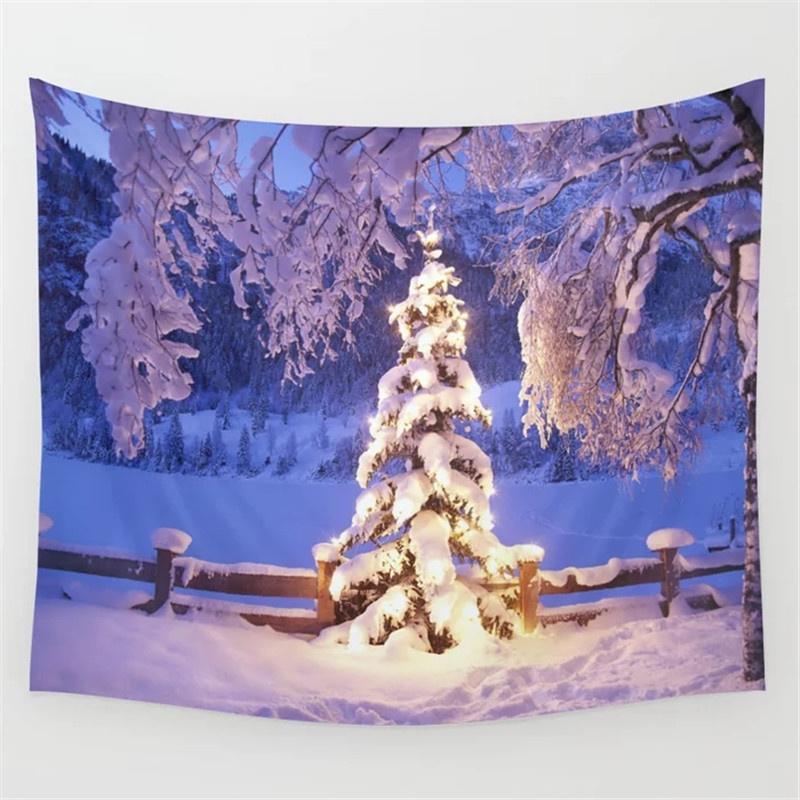 Рождественский Новый год Санта-Клаус Снежная сцена гобелен настенный подарок Лось Бохо Стиль занавеска для кровати общежитие домашний декор гобелен