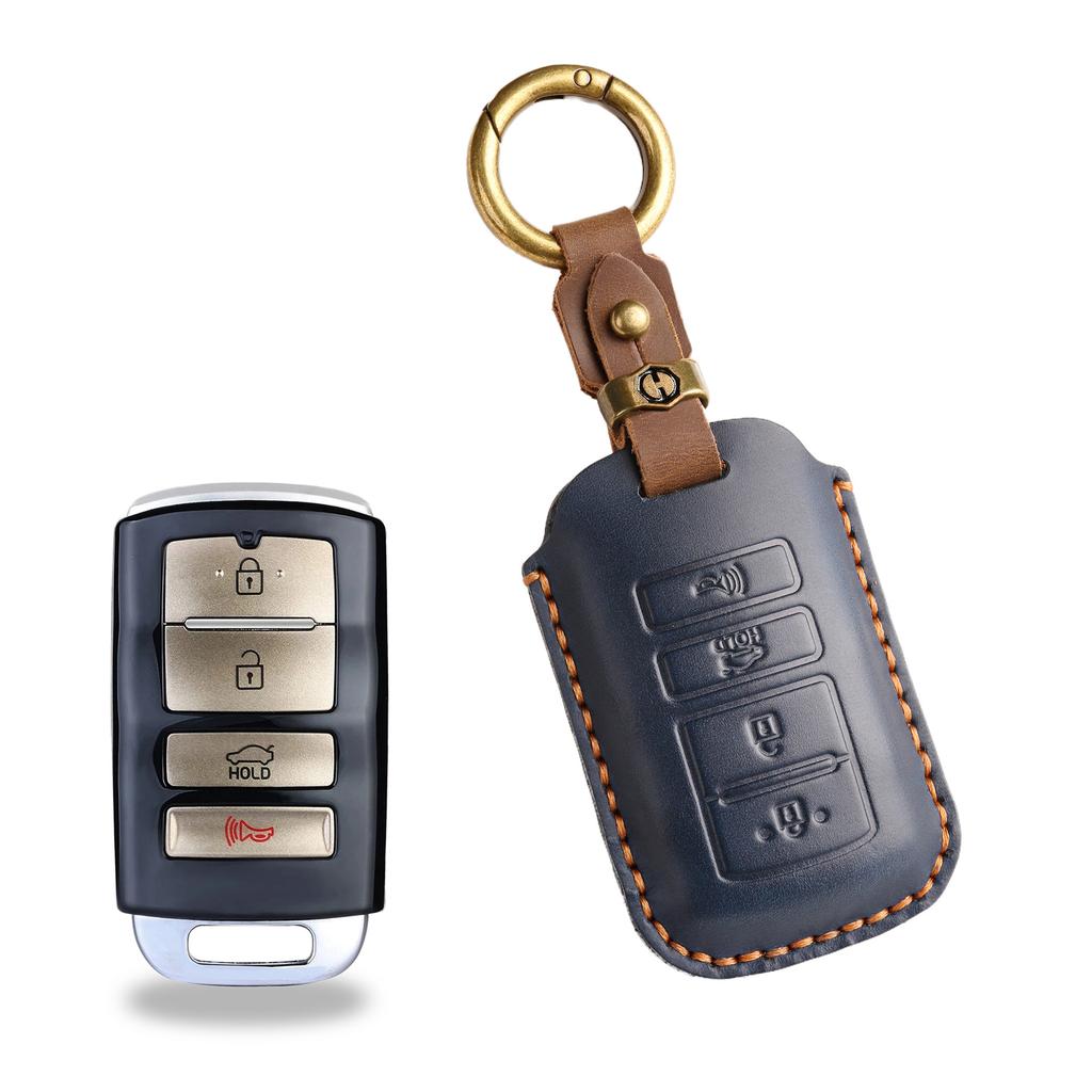 Ретро чехол для ключа подходит для Kia KIA K9, сумка-чехол из натуральной кожи для ключа автомобиля, защитный чехол-кольцо из коровьей кожи ручной работы.