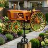 Скелет на мотоцикле Вертушка Декор Металлический Кинетический Трактор Ветряная мельница Скульптура Наружный Сад Двор Патио Газон Декор
