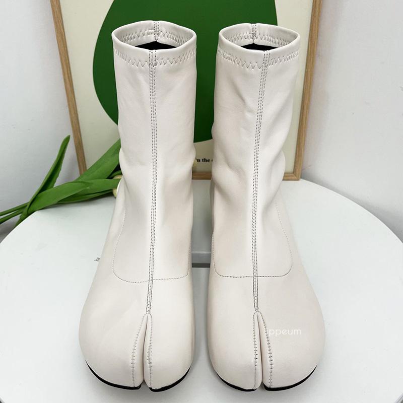 IPPEUM Women Boots Split Toe Shoes Black Leather Pu Round Heel 3 CM 2024 New Plus Size 43 Autumn Winter Ankle Boots