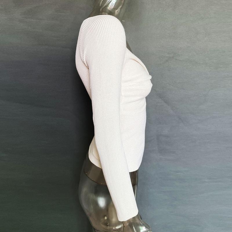 Повседневные однотонные тонкие свитера, женский свитер с v-образным вырезом и длинными рукавами, осенний вязаный пуловер с перекрестным узлом, уличная одежда