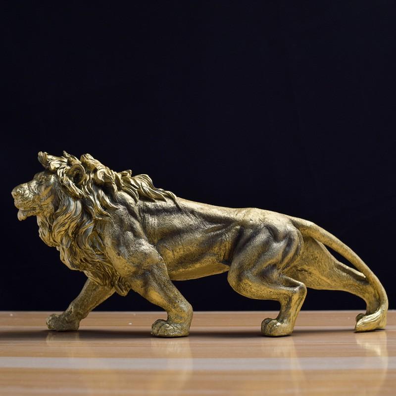 Resin Lion Sculpture Decorative Figurine Living Room Office Home Interior Art Statue
