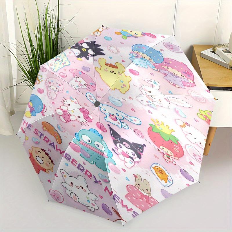 Sanrio Automatic Opening and Closing Parasol Compact Travel Umbrella with 8 Ribs for Women and Men Ideal Birthday/Christmas Gift, Outdoor Ac