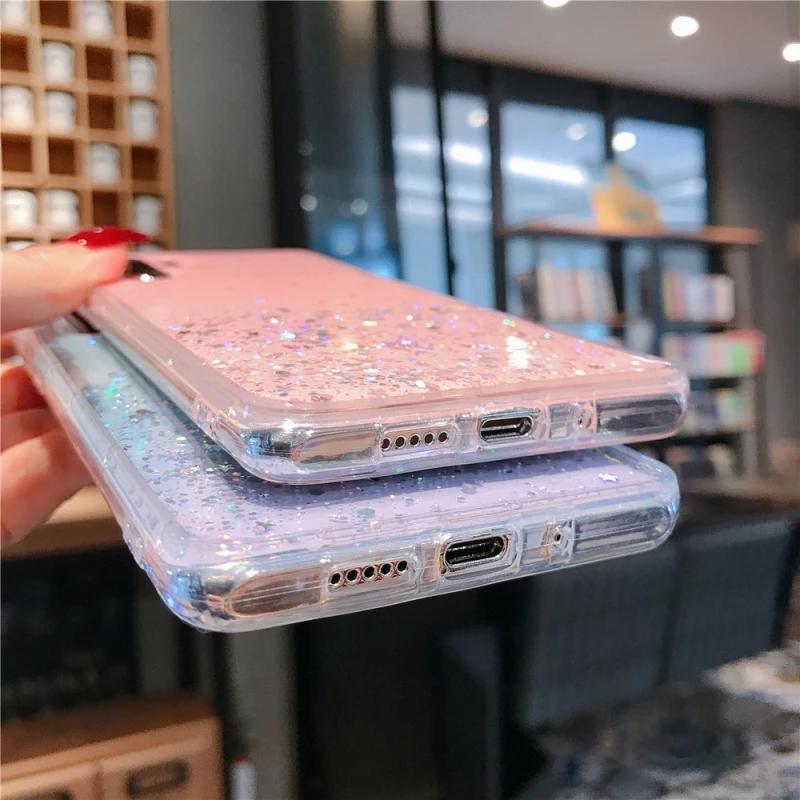 Мягкий чехол с блестками и звездами для Samsung Galaxy A05S A15 A25 A35 A54 A23 A33 A53 A73 A13 A32 A52 A72 M54 S20 S21 S22 S23 S24 Ultra Plus FE