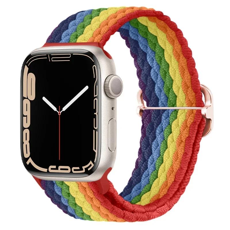 Нейлоновый ремешок для Apple Watch Ultra 2 49 мм 40 мм 44 мм 41 мм 38 45 мм Эластичный плетеный браслет-петля для iWatch Series 9 8 7 6 SE 5 4