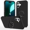 Case for iPhone 16 - Protection - Black - 360° Rotating Ring - Flexible - Silicone