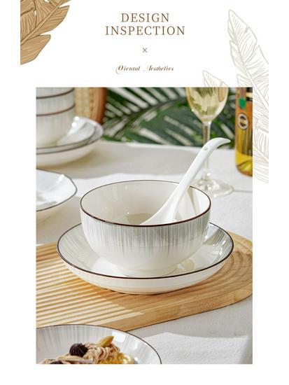 Современный керамический набор посуды 2025 - Подглазурные пиалы для риса, тарелки и палочки для еды