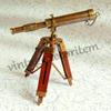 Brass Telescope With Wooden Tripod Stand Maritime Nautical Vintage Desk Décor