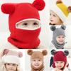 Kid Baby Boy Girl Hooded Scarf Caps Hat Winter Warm Knit Flap Cap Scarf
