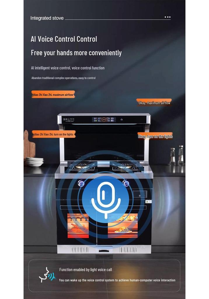 Smart Energy-Saving Cooktop with Smoke & Stove Extinguisher, Voice & Motion-Activated Auto-Cleaning