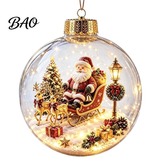 Personalized Christmas Gift Ideas Lighted Ball Ornaments, 3D Miniature Scene Hanging with Warm LED Unique Souvenir Gifts Light, Clear Acrylic