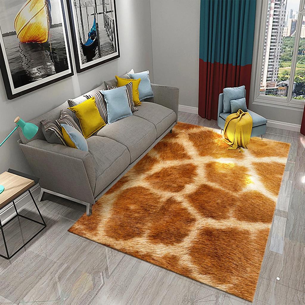 3D Animal Fur Carpets Leopard and Tiger Skin Rugs for Bedroom Living Room Kitchen Floor Decor Mats Bathroom Non-Slip Floor Rugs