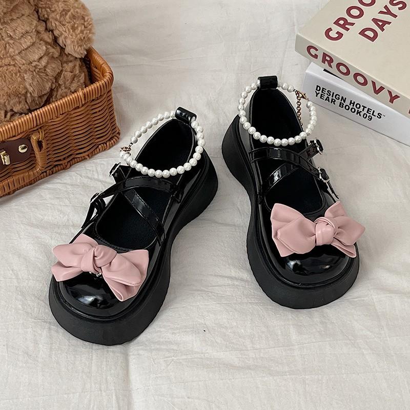 Туфли Мэри Джейн на платформе Fairy, детские летние универсальные туфли Sweet Feel с бантом на большой голове, маленькие кожаные туфли