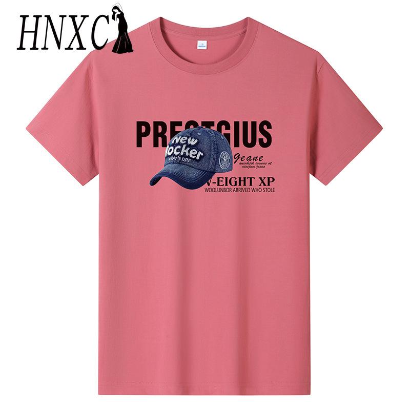 HNXC Хлопковая футболка с коротким рукавом, мужская модная свободная рубашка с половиной рукава, сострадательная рубашка с принтом