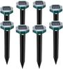 Solar Mole Repeller, 8 Pieces Solar Ultrasonic Mole Repeller, IP65 Waterproof Ultrasonic Mole Repellent, Outdoor Snake Repellent