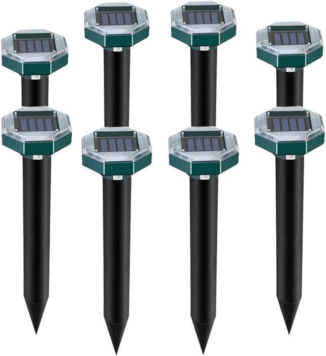 Anti Taupe Solaire, 8 Pièces Taupe Ultrason Solaire, IP65 Étanche Répulsif Taupe Ultrason, Repulsif Serpent Exterieur