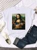 Mona Lisa T Shirts Funny Cat Lovely Cute Printed TShirt for WomenS Crewneck Gothic Women Tshirt Casual Female Tee Shirts