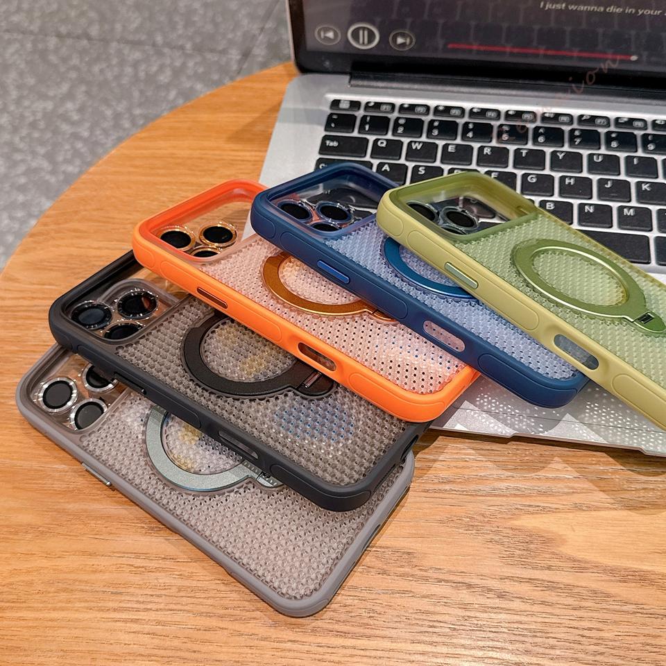 Stand Magnetic Phone Case For For Iphone 1 14 11 12 13 16 17 Pro Max Air Plus Heat Dissipation Shockproof Protector Cover