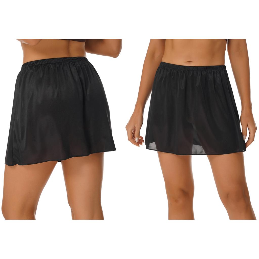 Женская однотонная нижняя юбка с эластичной резинкой на талии, внутренняя юбка-миди, длинная нижняя юбка