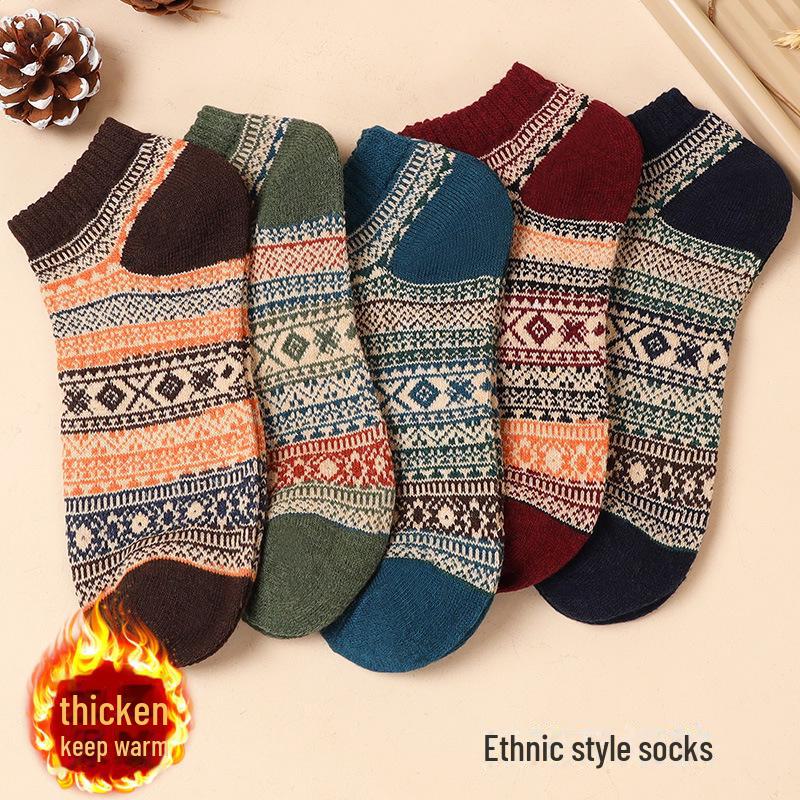 Мужские толстые носки Tribal Totem Retro - 5-10 пар, средней длины, теплые для осени/зимы.