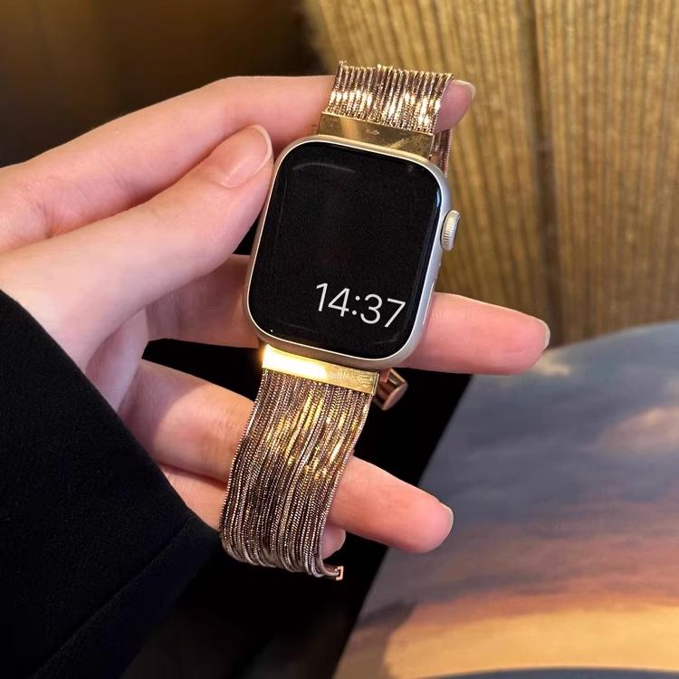 Ремешок для Apple Watch Band 49 мм 45 мм 41 мм 44 мм 40 мм 42 мм 38 мм Женский браслет из стальной цепочки IWatch Ultra SE Серии 9 8 7 6 5 4 3 2