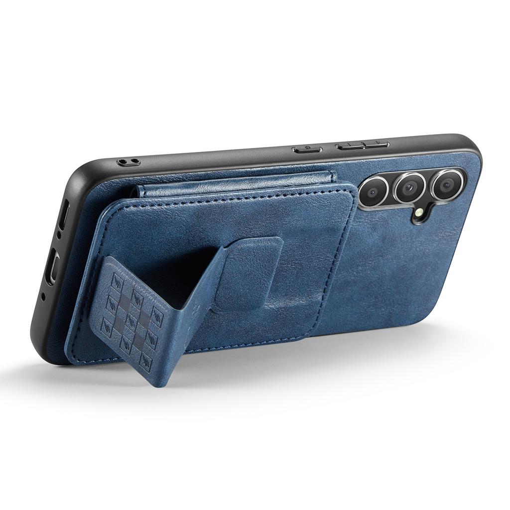 FIERRE SHANN 024 Style For Samsung Galaxy S25 Case Card Holder Kickstand Waxy Texture Leather + TPU Phone Cover