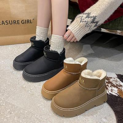 Женские зимние ботинки большого размера на толстой подошве с низким голенищем 2025, на флисовой подкладке, теплые, хлопковые