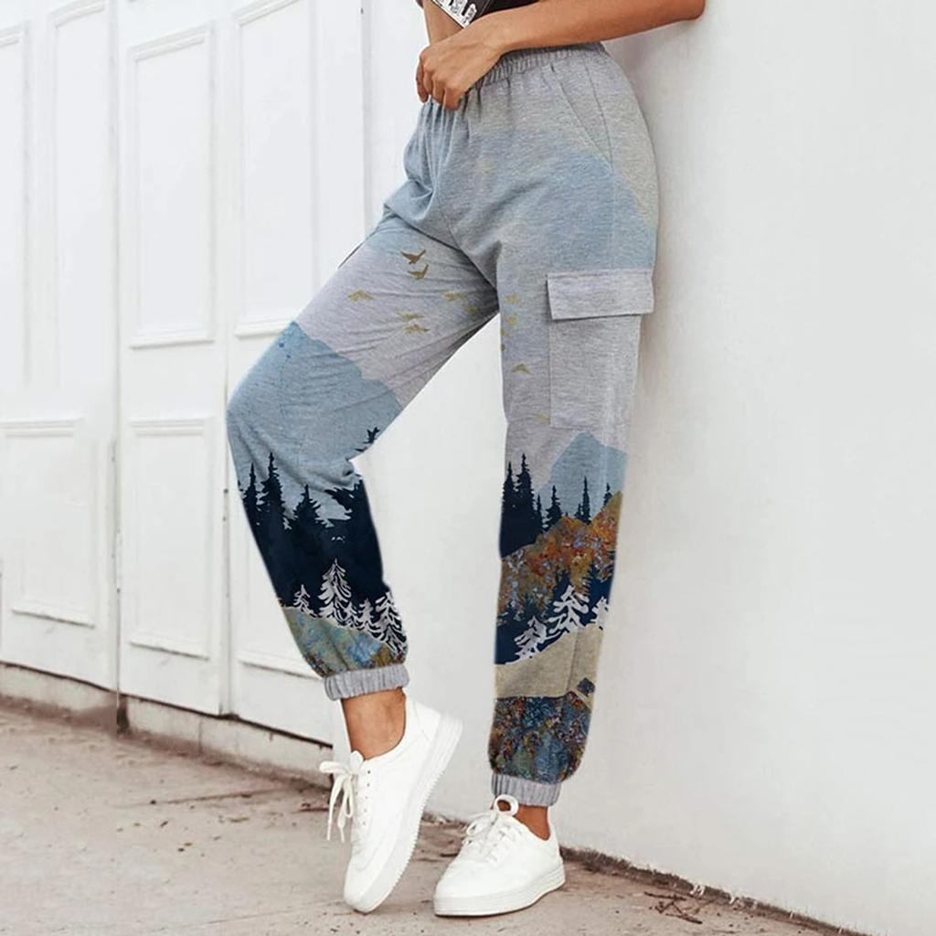 Женские горные кроны с принтом карманные спортивные штаны для бега йоги спортивные штаны