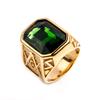 Men's Titanium Steel Ring Hip Hop Rock Red Large Gemstone Masonic Jewellery Accessories Gold Rapper Finger Ring