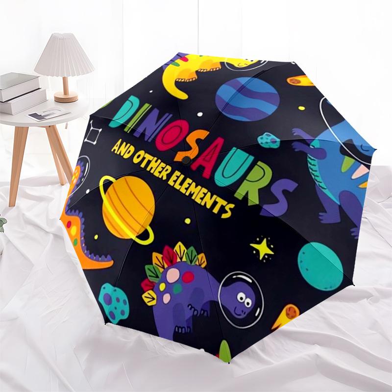 1pc Dinosaurs and Space Elements Umbrella with Plastic Handle,Suitable for All Seasons Home Travel Outdoor UmbrellaDD344