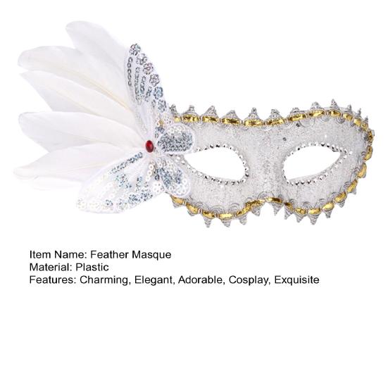 Маскарадная маска для женщин, венецианская маска из перьев с блестками, бабочками, аксессуар для косплея на Хэллоуин для выпускного вечера Марди Гра