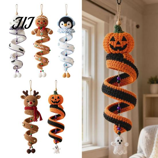 Easy Crochet Ghost Tutorial Kit DIY Kit, Ghost/Penguin/Deer/Gingerbread Man/Pumpkin Shape, Spiral Handicraft Gift for Enthusiasts Crafting Ornament