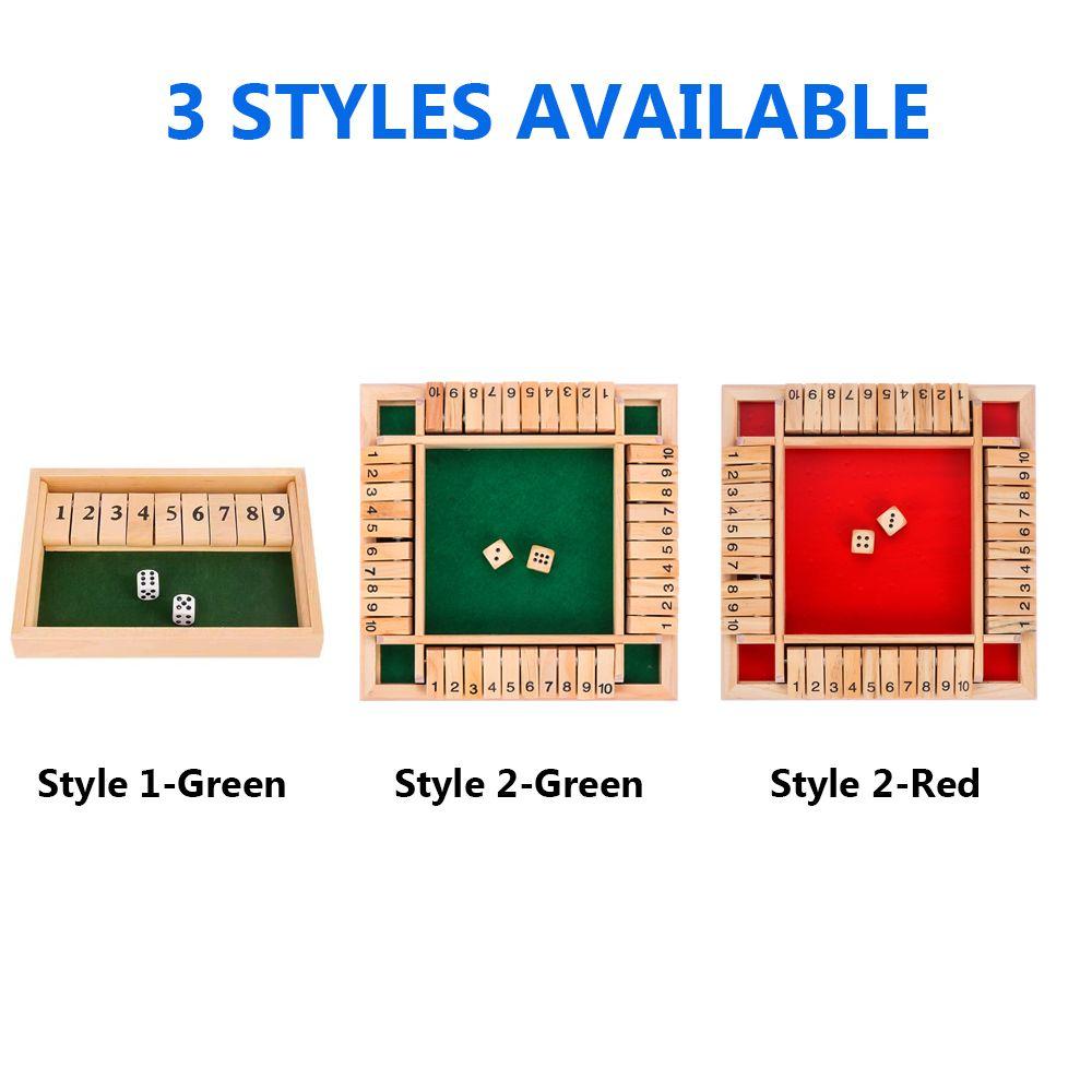 Party Supplies 4 Players 4 Sided 10 Number Wooden Dice Board Game Flaps & Dices Game Shut The Box