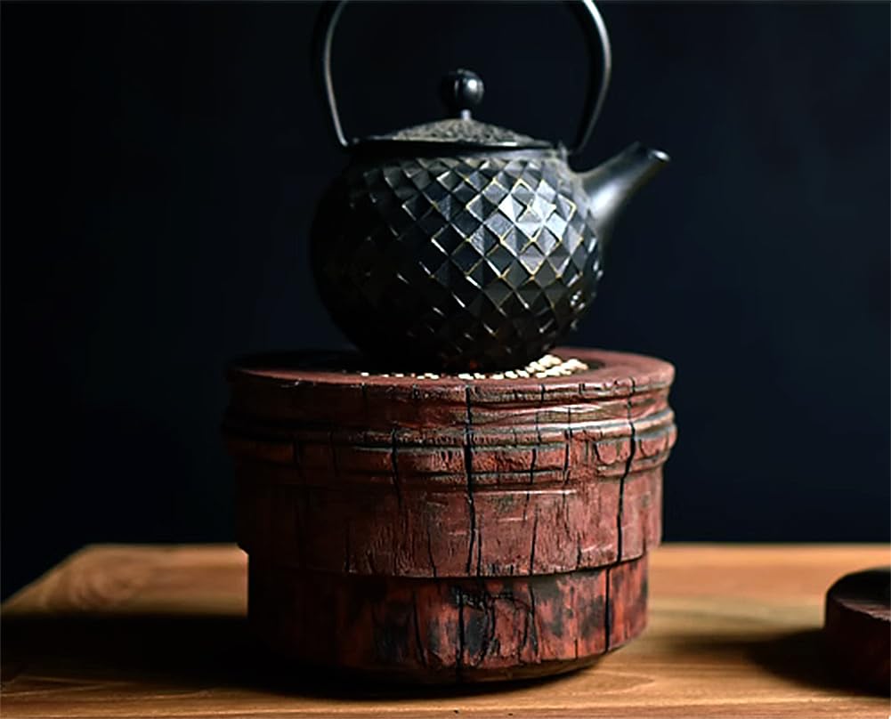 HwaGui Чугунный чайник Намбу, Чайник, Стильный, Совместимый с IH, Источник железа, Чугунный чайник, Чайник с венчиком для рассыпного чая, 1000мл (ромб)