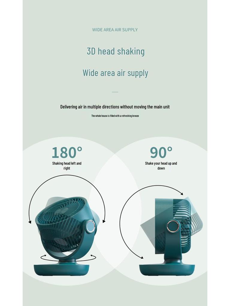 New Mini Oscillating Desk Fan: USB Rechargeable with Remote Control