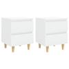 VidaXL Bedside Tables Pine Legs 2 Pcs High Gloss White 40x35x50 Cm 805864