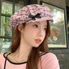 Берет в клетку с бантом женский Интернет-знаменитость универсальный милый лик маленький бутон шляпа художника большая окружность головы шляпа