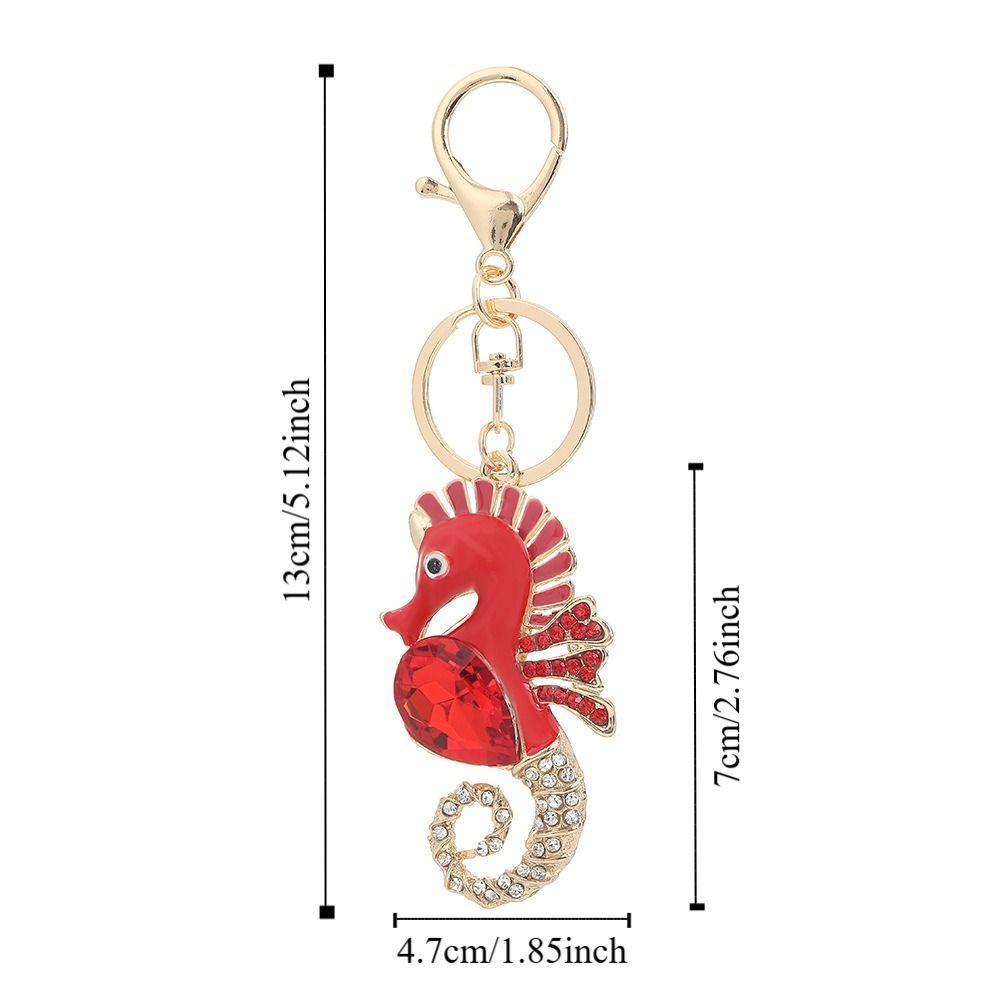 Super Flash Car Key Ring Rhinestone Bag Pendant Fashion Ocean Seahorse Keychain For Women Bag
